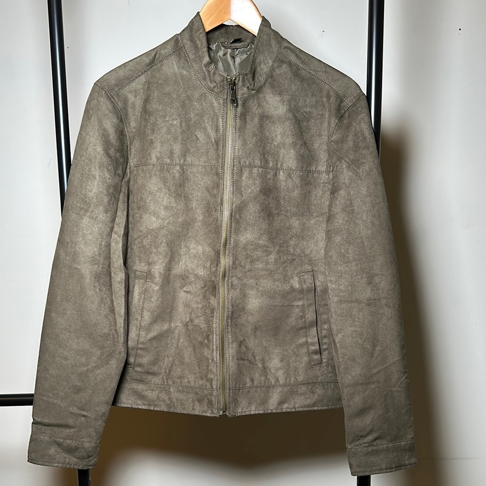 Banana Republic Men's Olive Suede Jacket